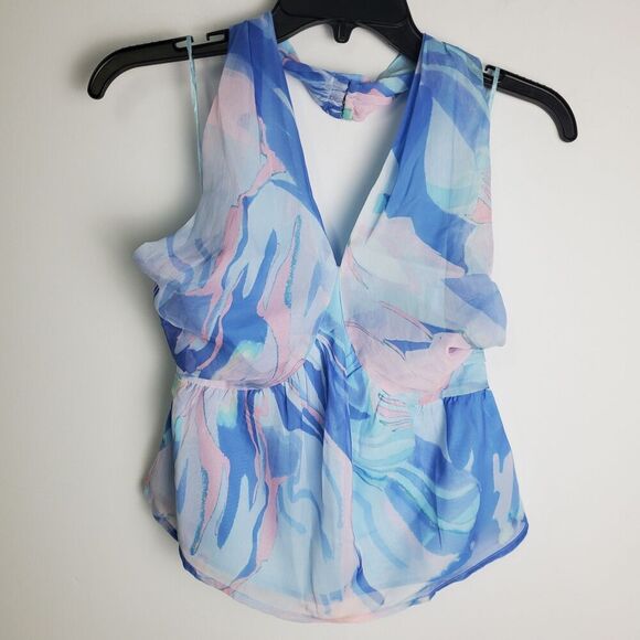 French Connection Chiffon Halter Baby Doll Top Size 2 - Picture 1 of 7